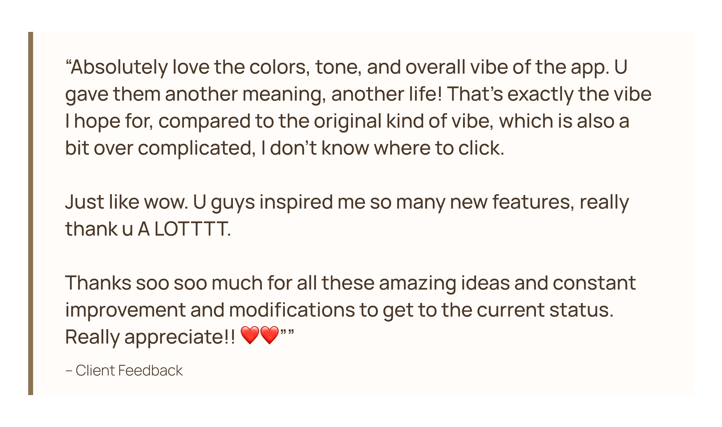 Client feedback