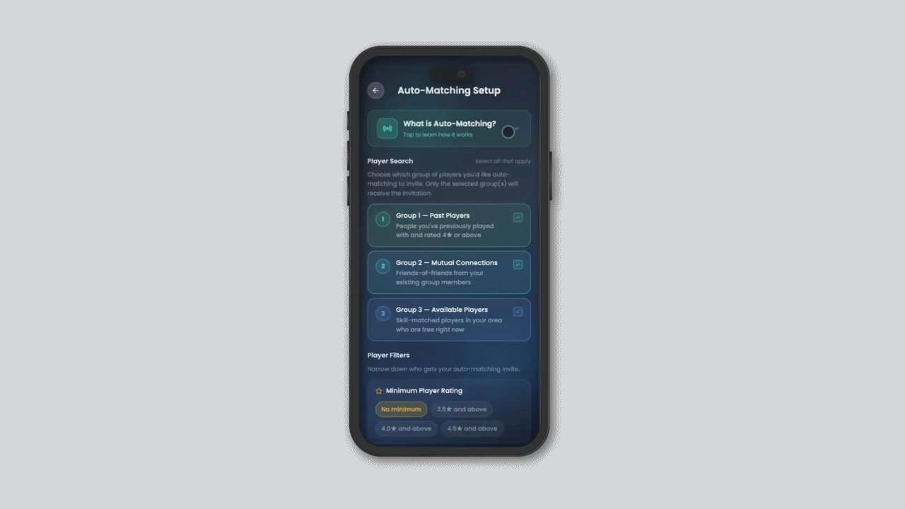 Rally auto-matching feature