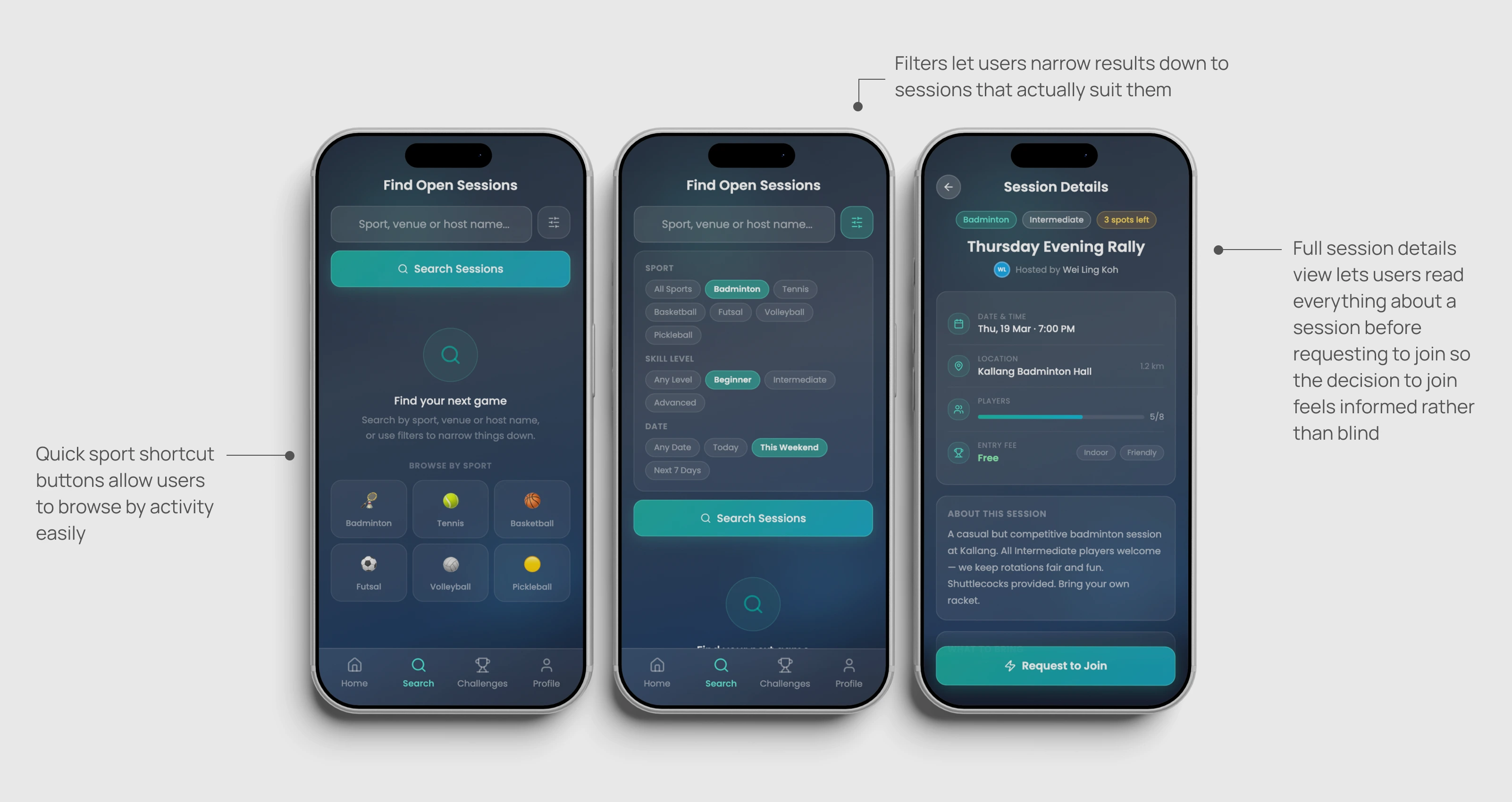 Rally search game mockup