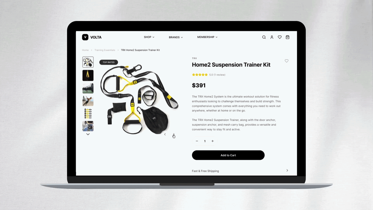 Volta product description page walkthrough
